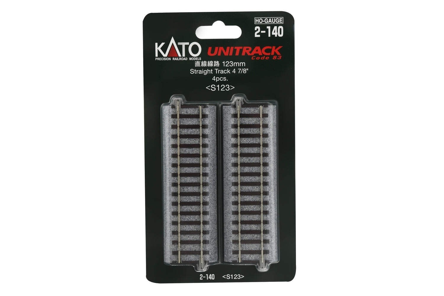 Kato 2-140 HO Scale Unitrack 123mm 4-7/8" Straight - 4pcs