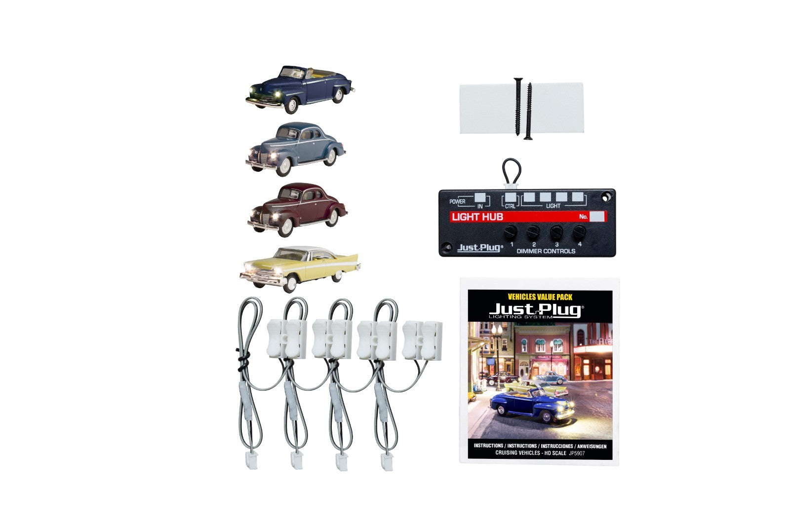 Woodland Scenics JP5907 HO Scale Cruising Vehicles Value Pack Just Plug - New