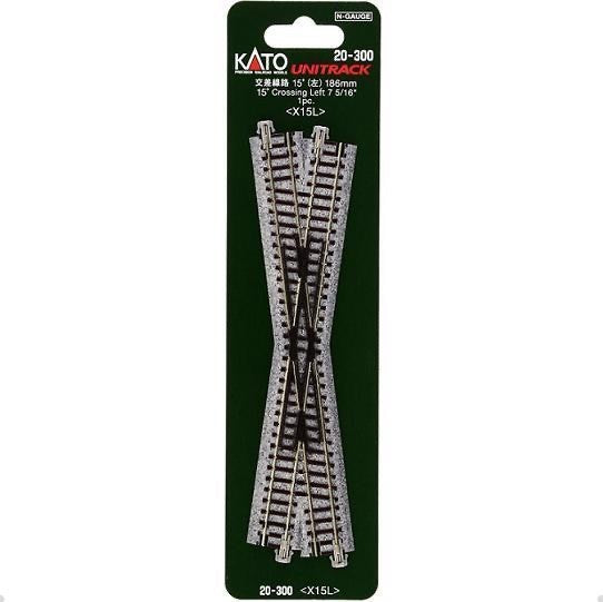 Kato 20-300 N Scale Unitrack 186mm (7 5/16") Left Hand 15º Crossing - 1pc