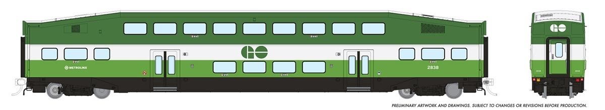 Rapido 146040 HO Scale GO Transit/MX: Set #1 (Cab: 208 Coaches: 2838 2850) - New