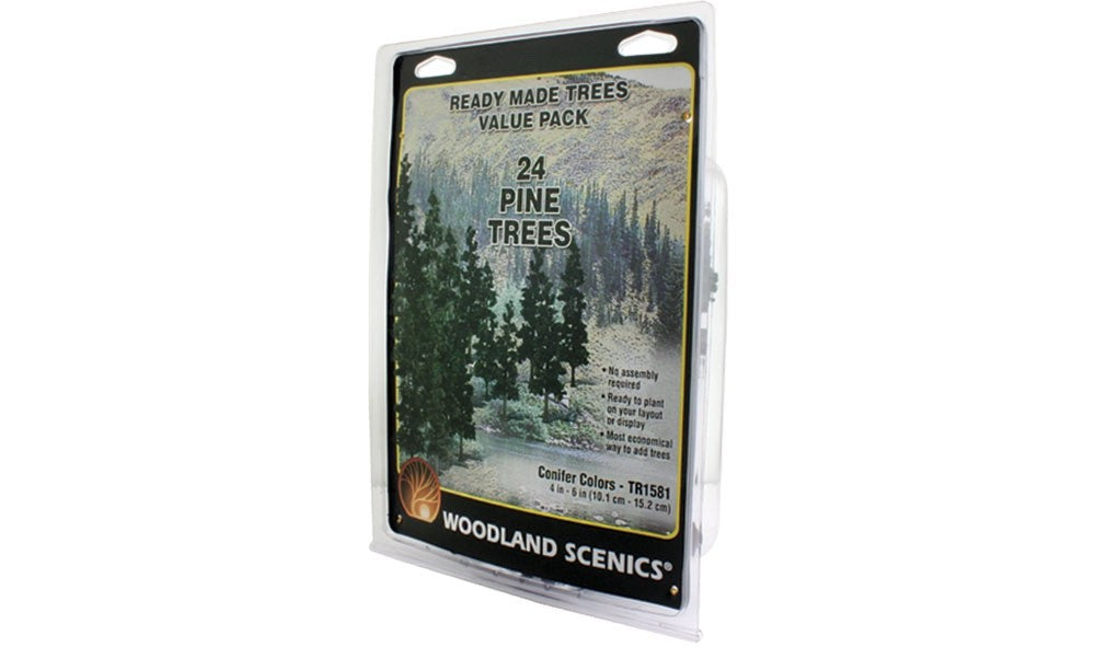 Woodland Scenics TR1581 Ready Made Trees™ Value Pack 4"-6" Conifer Colors- 24pcs