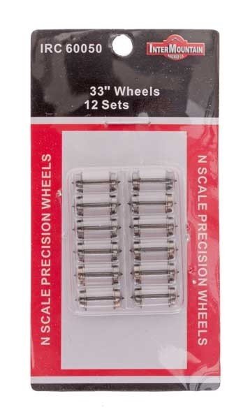 InterMountain 60050 N Scale 33" Brass Insulated Wheelsets — 0.554" Axle (12 - Pack) - Oakville Model Trains Depot