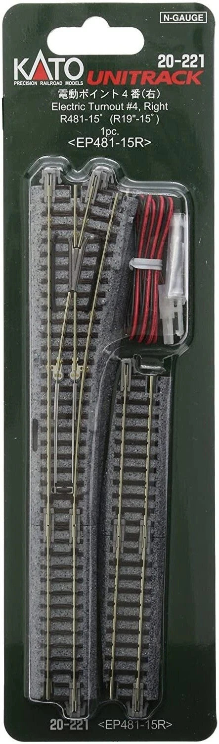 Kato 20-221 N Scale EP481-15R Unitrack #4 Left LH Remote / Electric Turnout