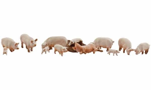 Woodland Scenics A1957 HO Scale Yorkshire Pigs - Oakville Model Trains Depot
