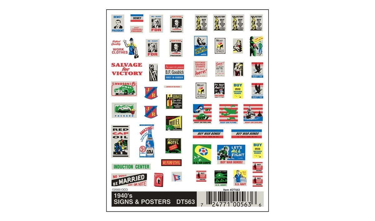 Woodland Scenics DT563 HO Scale 1940's Signs and Posters - Oakville Model Trains Depot