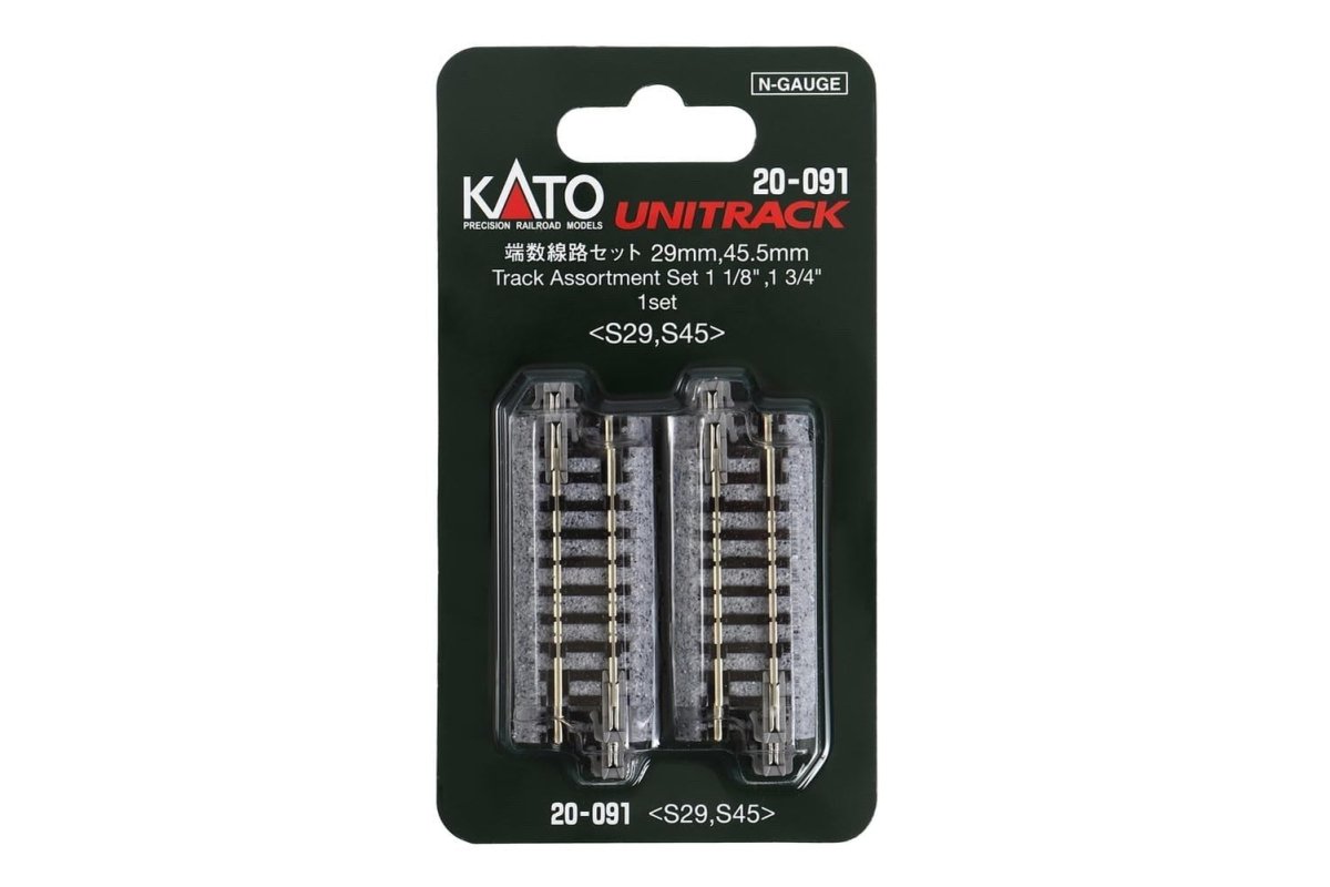 KATO 20 - 091 N Scale Unitrack Short Track Assortment Set A 29 - 45.5mm (1 - 1/8"–1 - 3/4") - 8 - Pack - Oakville Model Trains Depot