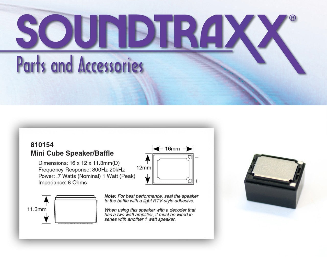 SoundTraxx 810154 Mini Cube Oval Speaker/Baffle