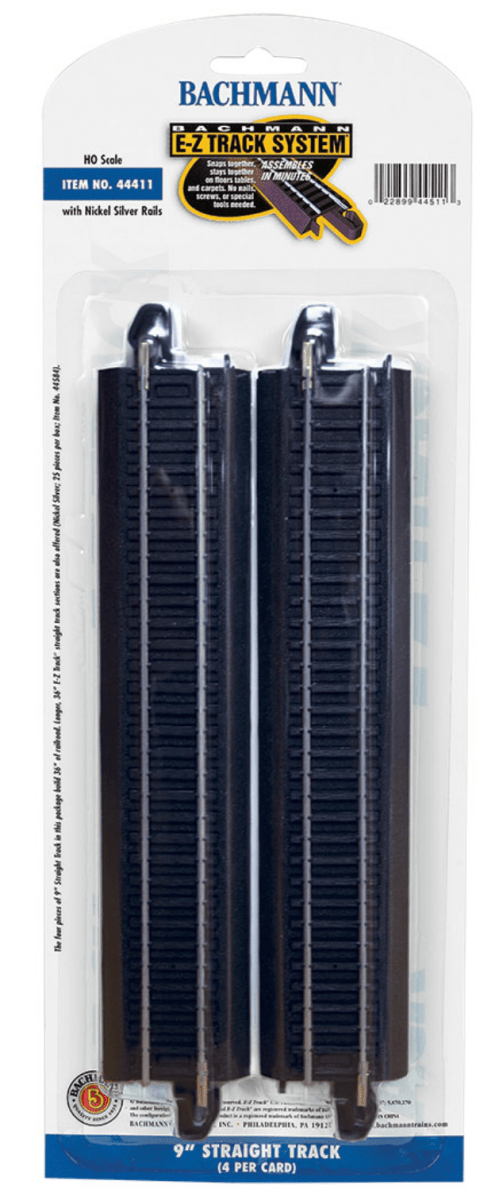 Bachmann 44411 HO Scale EZ - Track 9" Straight Track - 4pcs - Oakville Model Trains Depot
