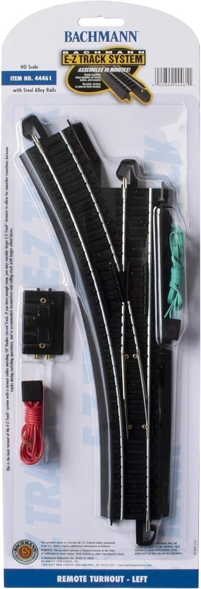Bachmann 44461 HO Scale EZ - Track LH Left Hand Remote Switch Turnout - Oakville Model Trains Depot