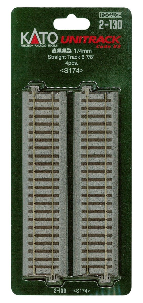 KATO 2 - 130 HO Scale Unitrack 174mm (6 - 7/8") Straight Track - 4 - Pack - Oakville Model Trains Depot