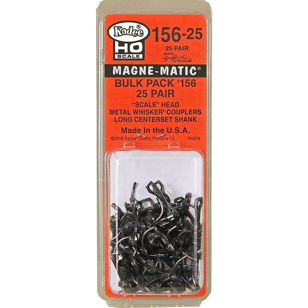 Kadee 156 - 25 HO Scale Bulk Pack - 25 pair 156 Scale Whisker® Metal Couplers - Long - Oakville Model Trains Depot