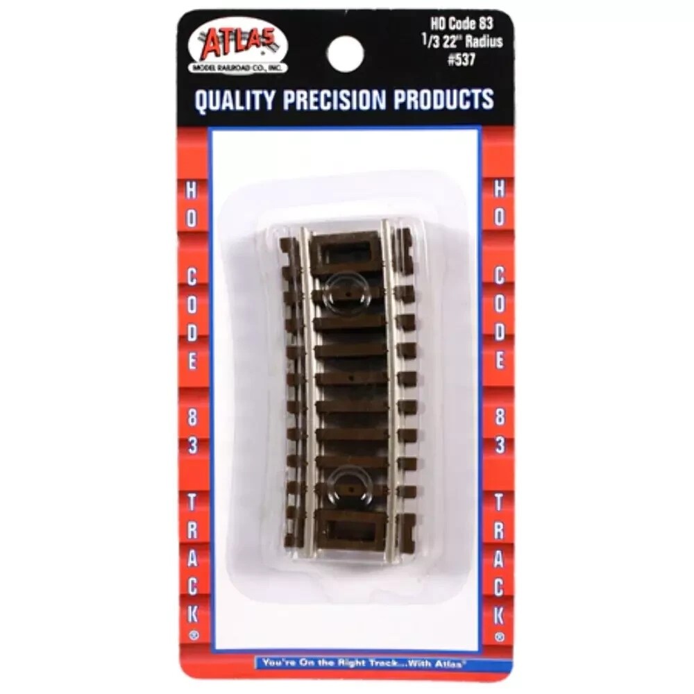 Atlas 537 HO Scale Code 83 22" Radius Curved Snap Track 1/3 Section - 4pcs
