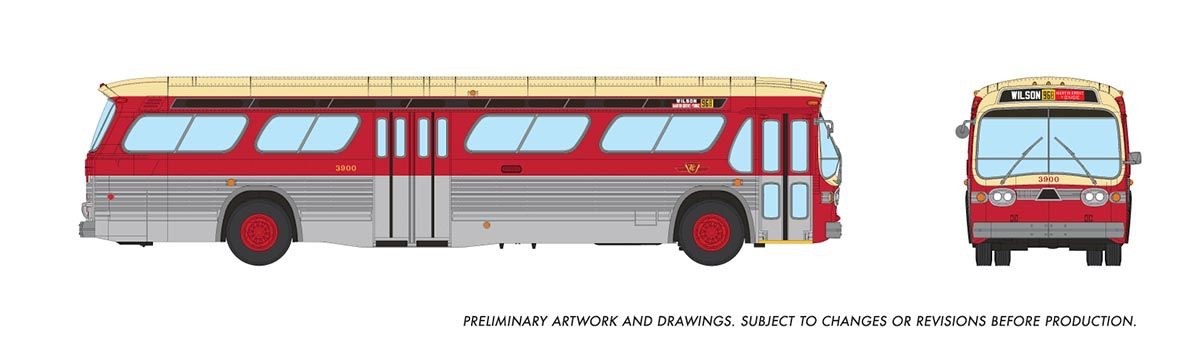 Rapido 751099 HO Scale 1/87 New Look Bus (Deluxe): TTC - Maroon & Cream: #3900