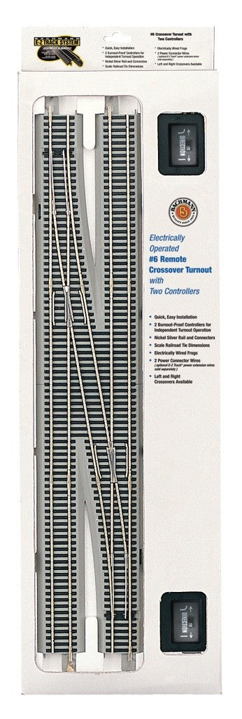 Bachmann 44575 HO Scale EZ-Track #6 LH Left Hand Crossover Remote Turnout