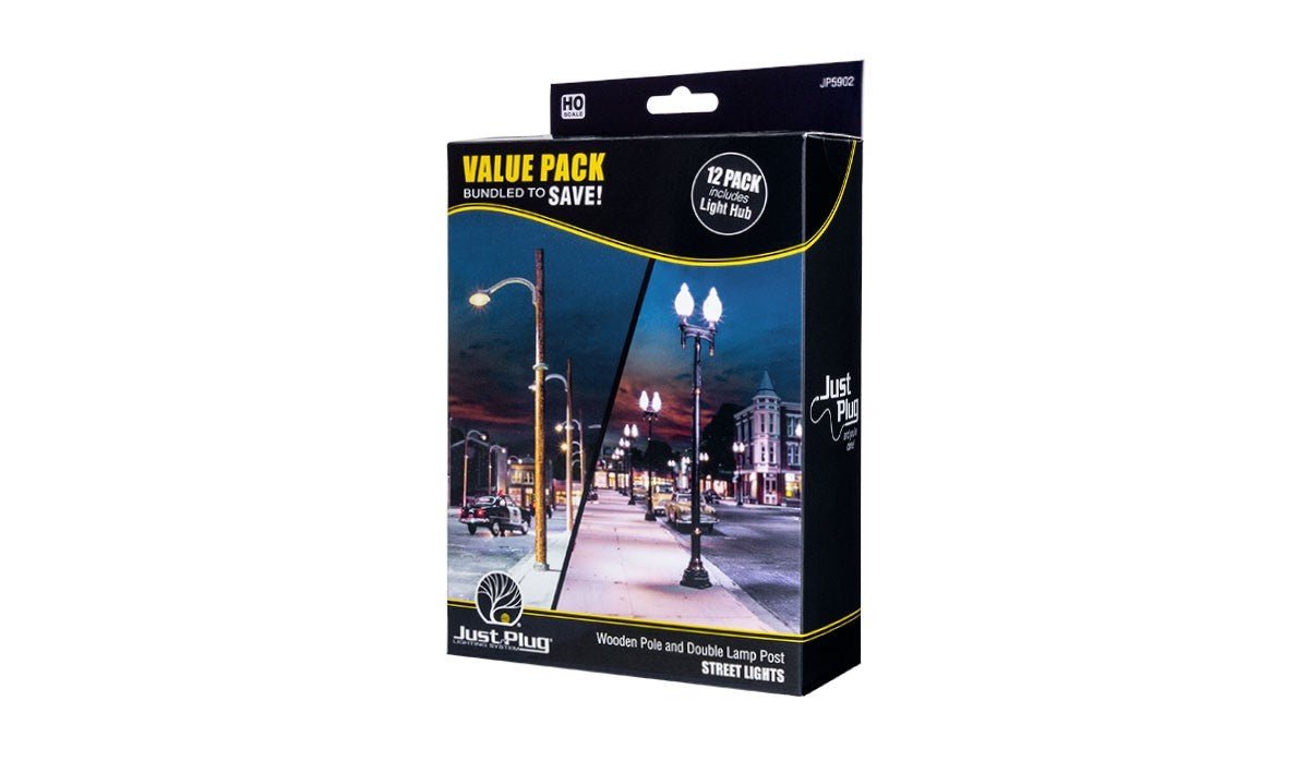 Woodland Scenics JP5902 HO Scale Double Lamp & Wooden Pole Value Pack - Oakville Model Trains Depot