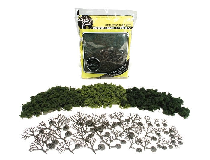 Woodland Scenics 1103 Mixed Green Deciduous Realistic Trees Kit 5" - 7" - 36pcs