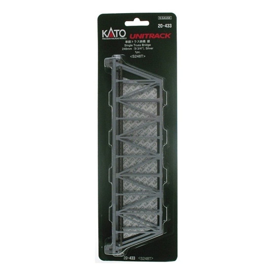 Kato 20-433 N Scale Unitrack Single Track Truss Bridge 248mm (9 3/4") - Silver