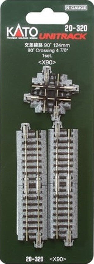 Kato 20-320 N Scale Unitrack X90 124mm (4 7/8") 90º Crossing