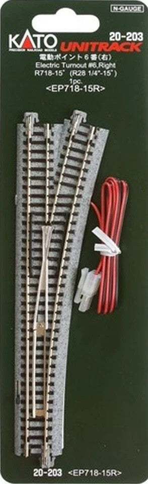 Kato 20-203 N Scale Unitrack #6 RH Electric Turnout