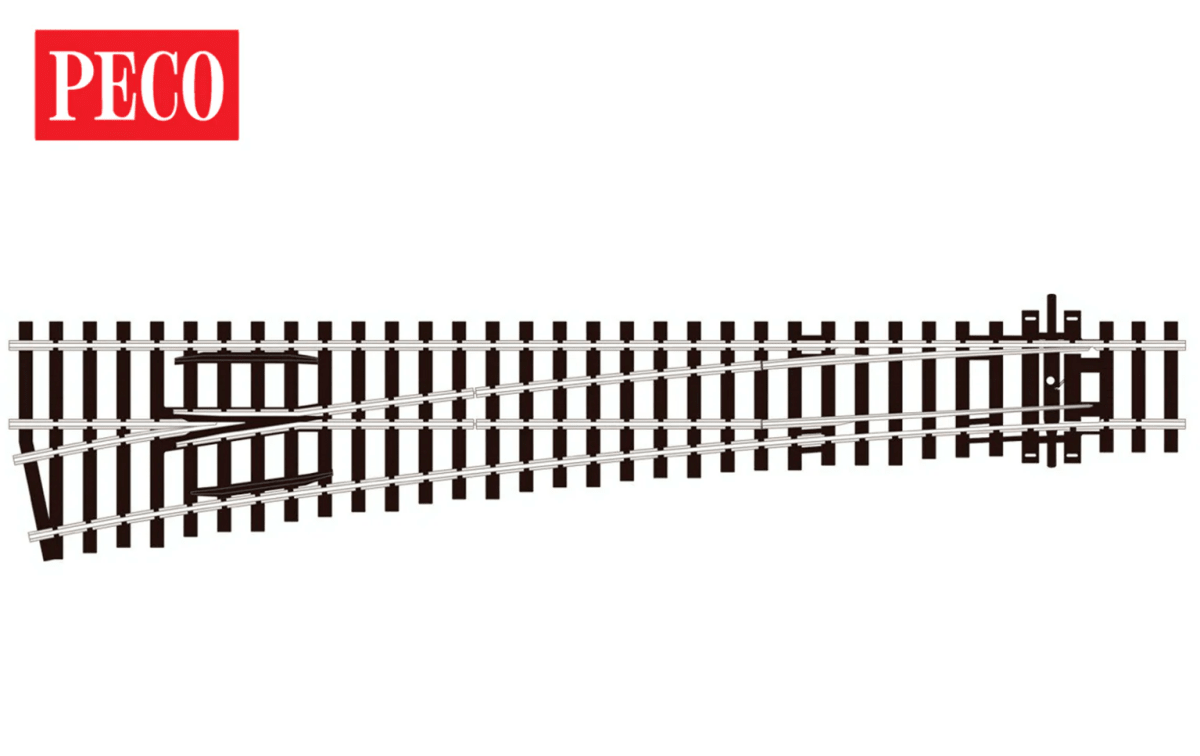PECO SL - E89 HO/OO Scale Code 100 Large Radius Left Hand Turnout with Electrofrog - Oakville Model Trains Depot