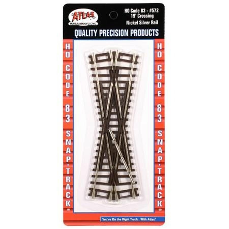 Atlas 572 HO Scale Code 83 Snap Track 19 Degree Crossing