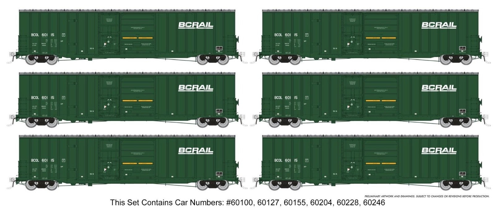 Rapido 191001 HO Trenton Works 6637cuft boxcar BC Rail - As-Delivered: 6-Pack #1