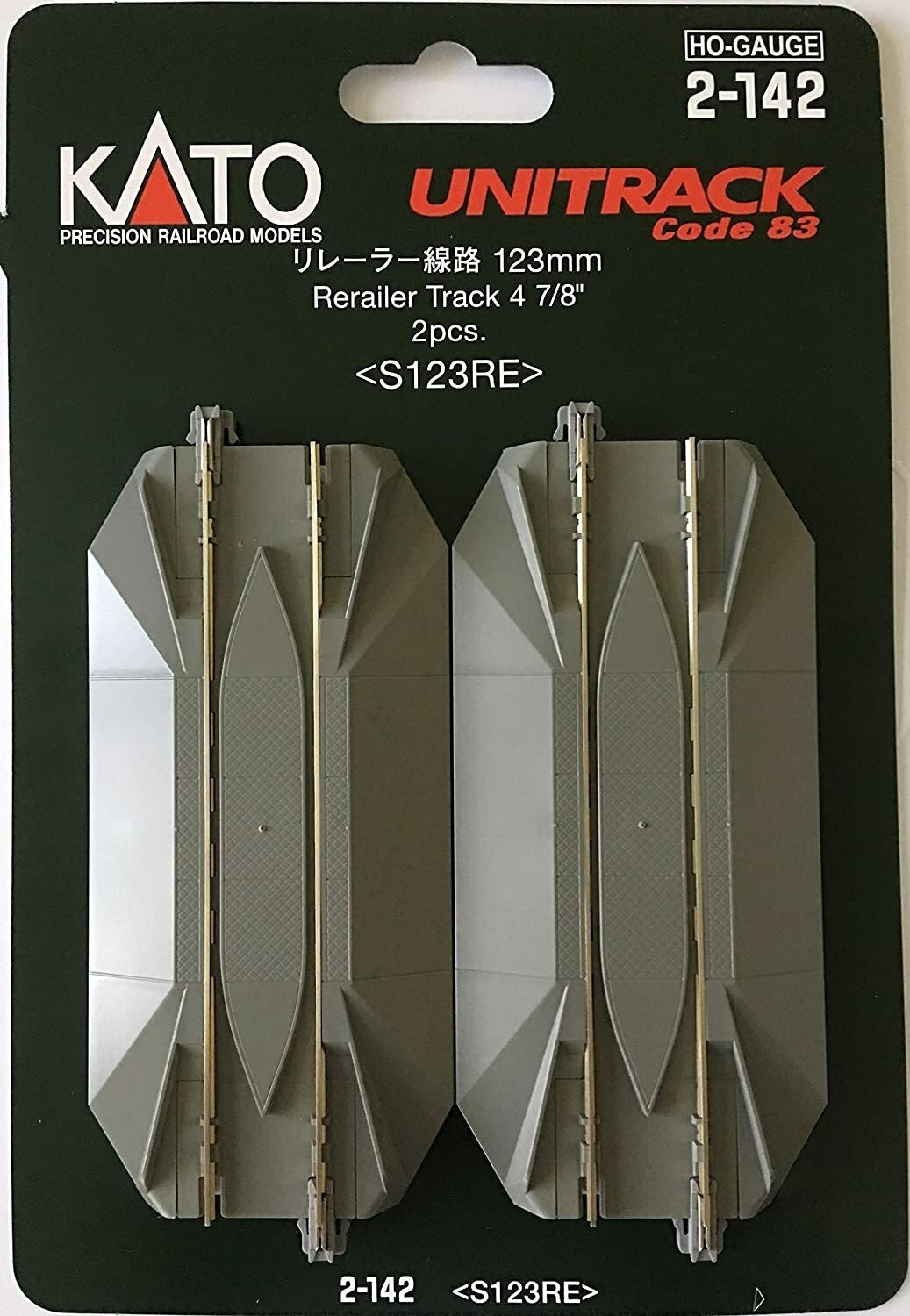 Kato 2-142 HO Scale Unitrack 123mm 4-7/8" Road Crossing and Rerailer - 2pcs