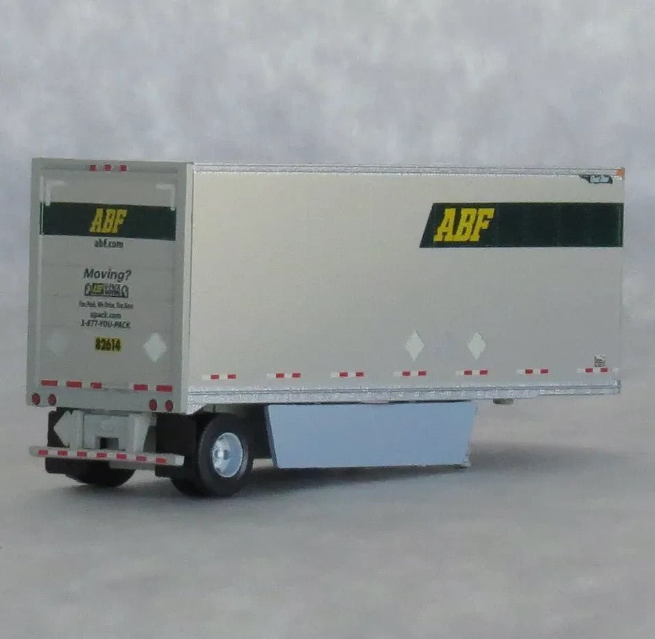 TrainWorx 42893 - 01 N Scale ABF Freight System 28' Pup Van Trailer + Converter Dolly (LTL Doubles) - Oakville Model Trains Depot