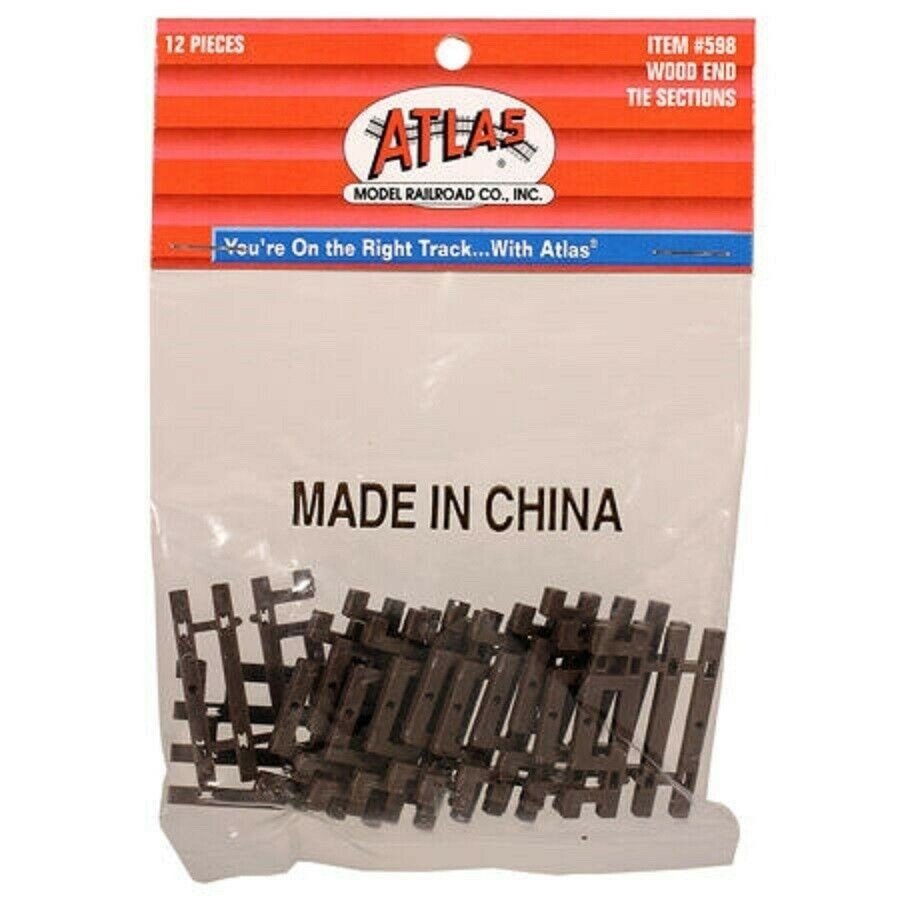 Atlas 598 HO Scale Code 83 Wood End Tie Sections - 12pcs - Oakville Model Trains Depot
