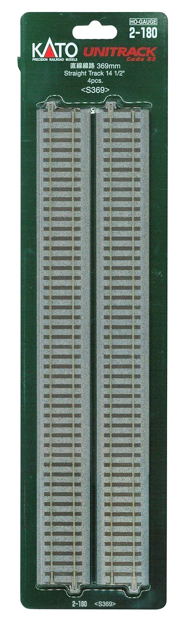 Kato 2-180 HO Scale Unitrack 369mm 14-1/2" Code 83 Straight Track - 4pcs
