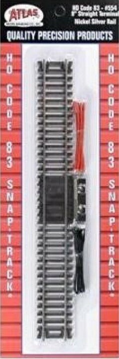 Atlas 554 HO Scale Code 83 9" Straight Terminal Track With Wire - 1 Pair - Oakville Model Trains Depot