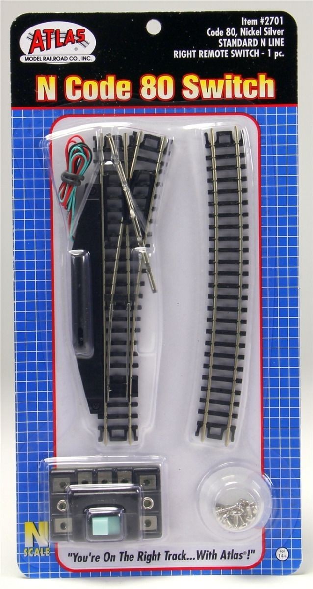 Atlas Trains 2701 N Scale Code 80 Remote Standard Line Right-Hand Switch - New
