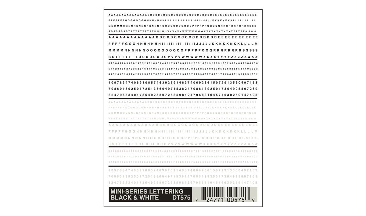 Woodland Scenics DT575 Mini - Series Lettering Black and White - Oakville Model Trains Depot