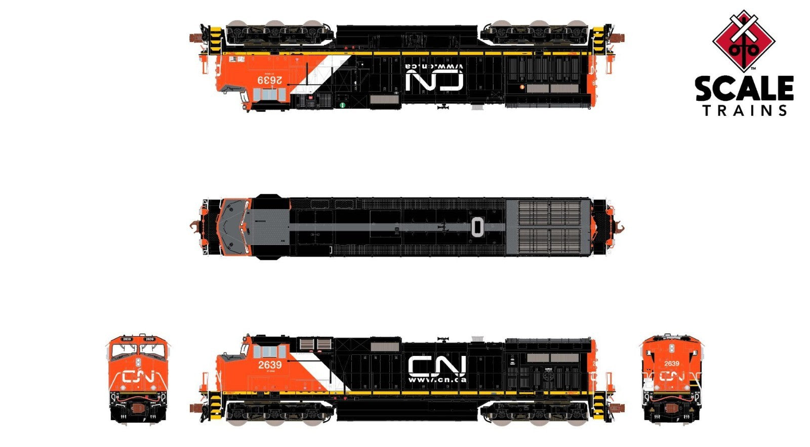 SCALETRAINS Rivet Counter N Scale GE DASH 9, Canadian National/Website #2639 DC