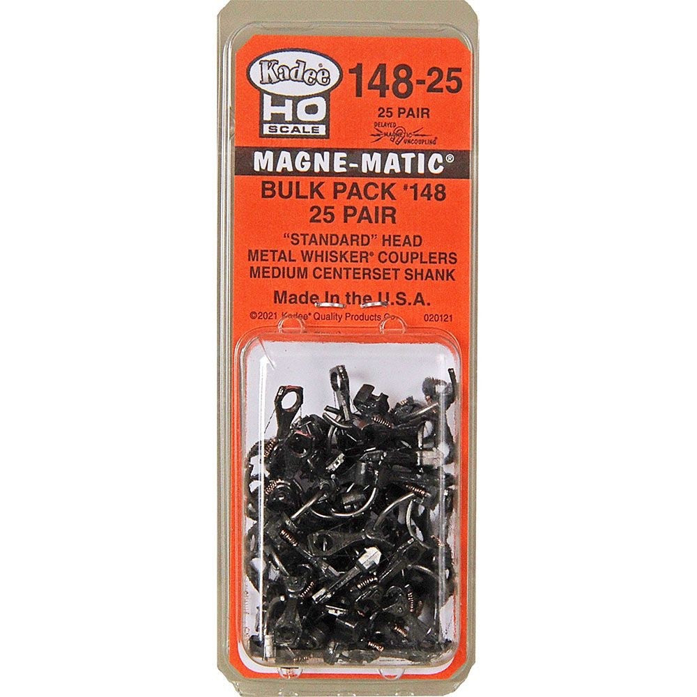Kadee 148-25 HO Scale #148 Metal Couplers Medium (9/32") Centerset Shank - 25pcs