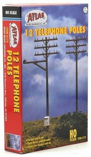 Atlas 775 HO Scale Telephone Poles - 12 Pack