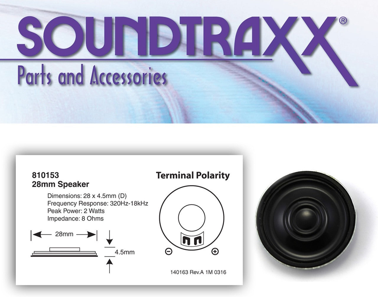 SoundTraxx 810153 28mm (1") Round Speaker