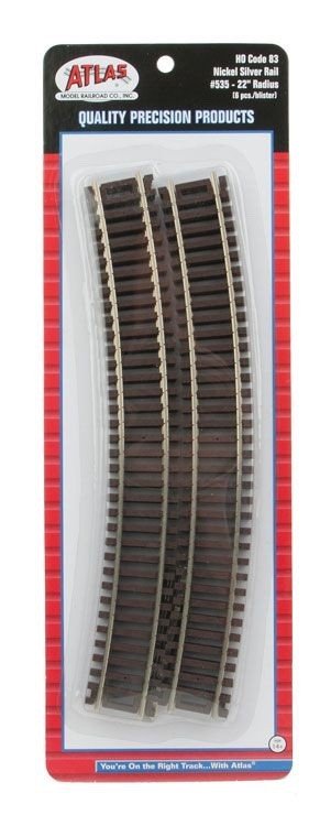 Atlas 535 HO Scale Code 83 22" Radius Curved Snap Track - 6pcs - Oakville Model Trains Depot