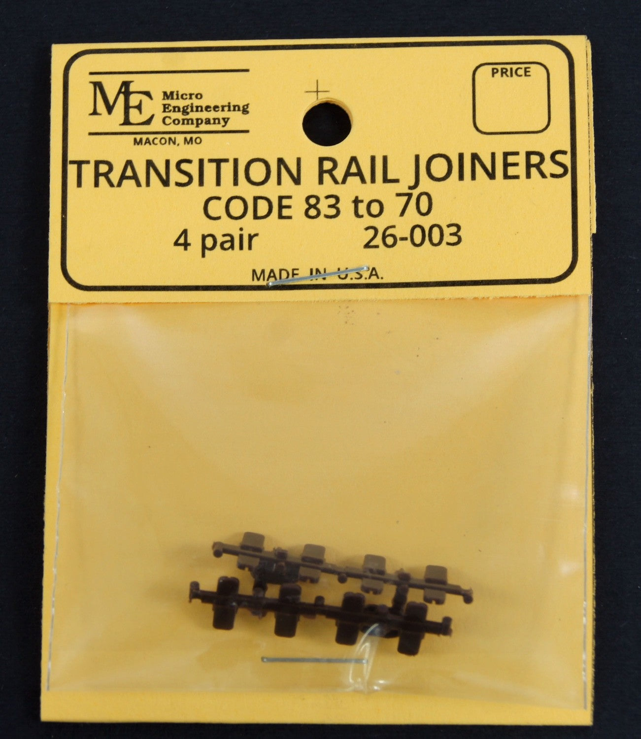 Micro Engineering 26-003 HO Scale Transition Rail Joiners Code 83 to 70 - 4pair