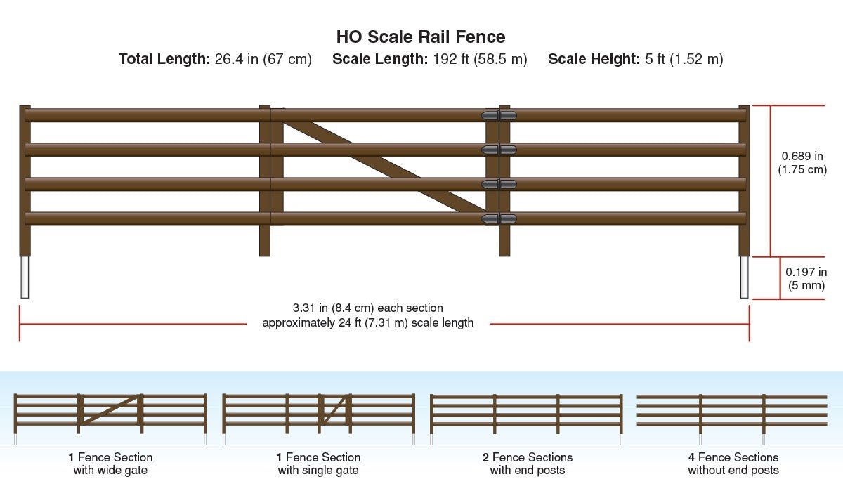 Woodland Scenics A2982 HO Scale Rail Fence - Oakville Model Trains Depot