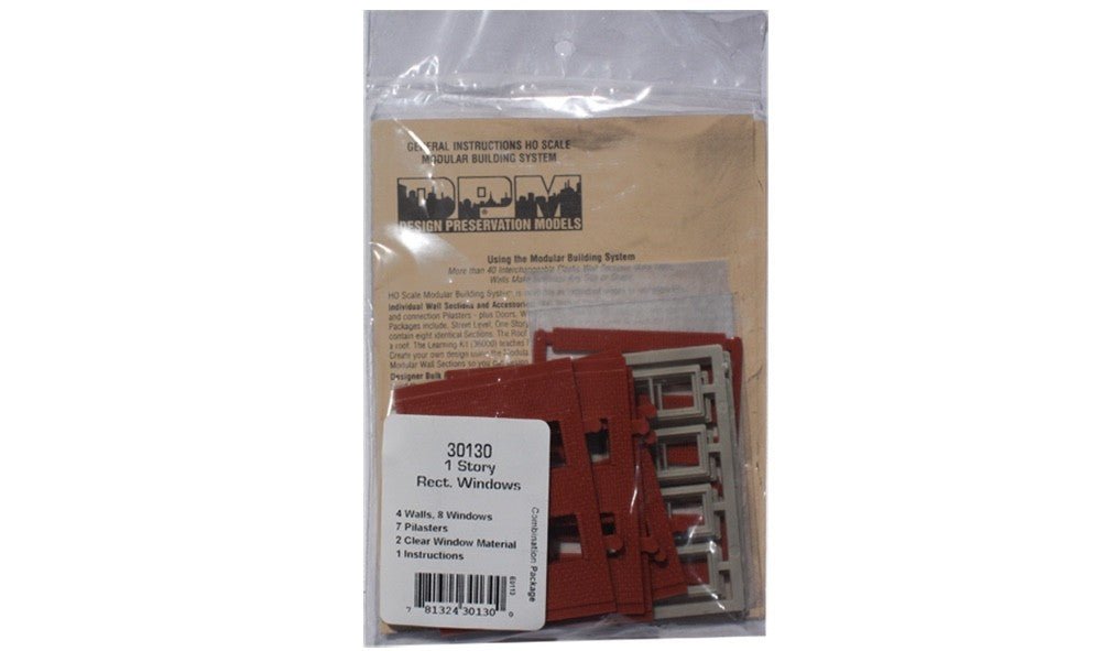 DPM 30130 HO Scale MBS One - Story Rectangular Window Wall Section - Oakville Model Trains Depot