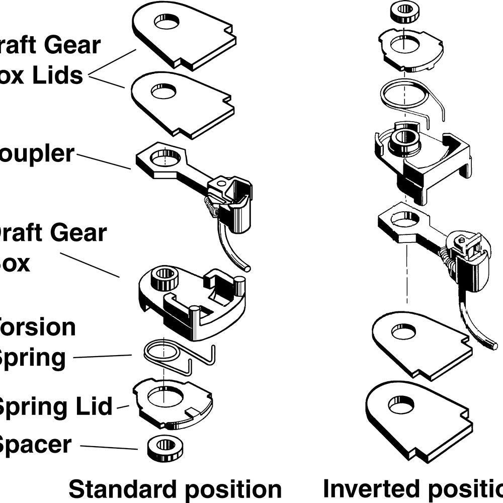 Kadee 33 HO Scale 30 - Series Plastic Couplers with Gearboxes - Short (1/4") Centerset - Oakville Model Trains Depot