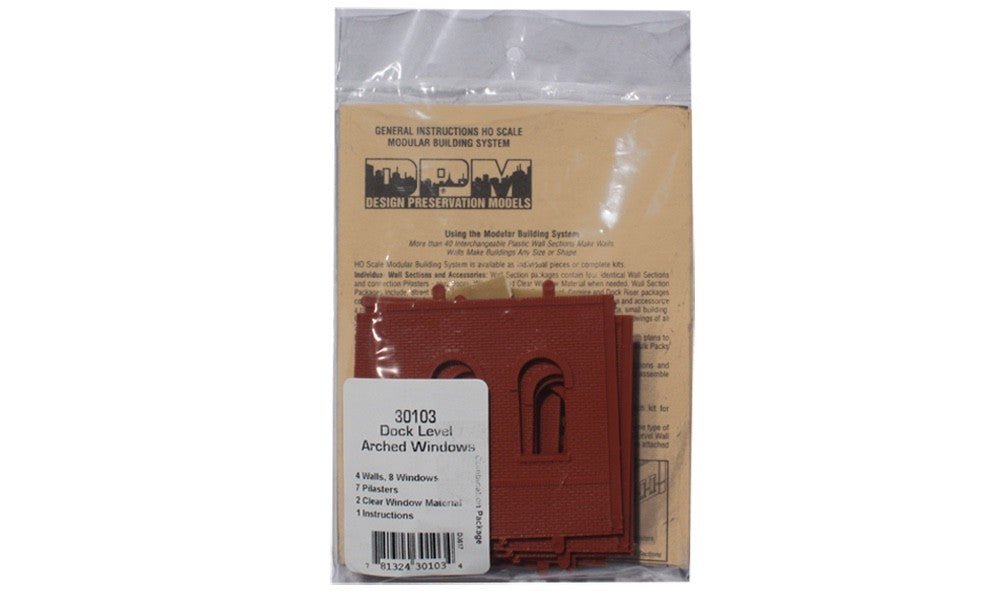 DPM 30103 HO Scale MBS Dock Level Arched Window Wall Section - Oakville Model Trains Depot