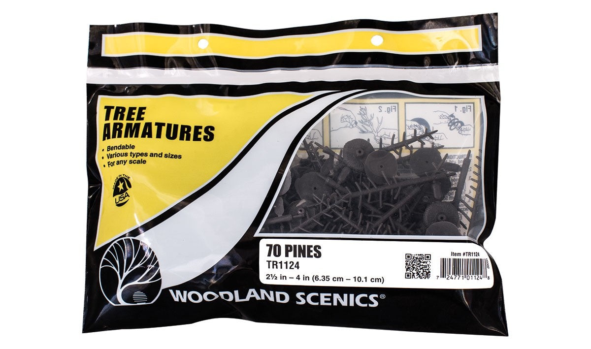 Woodland Scenics 1124 Tree Armatures 2.5" - 4" in Height Pine 70pcs - New