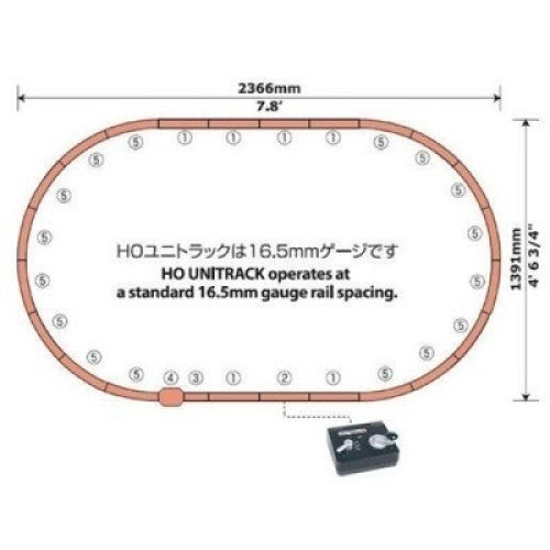 Kato 3-105 HO Scale HM1 Unitrack Basic Oval Track Set with Power Pack