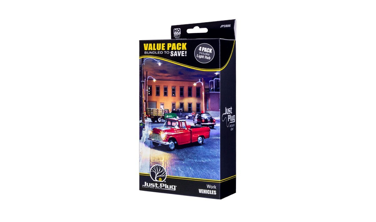 Woodland Scenics JP5906 HO Scale Work Vehicle Value Pack Just Plug - New