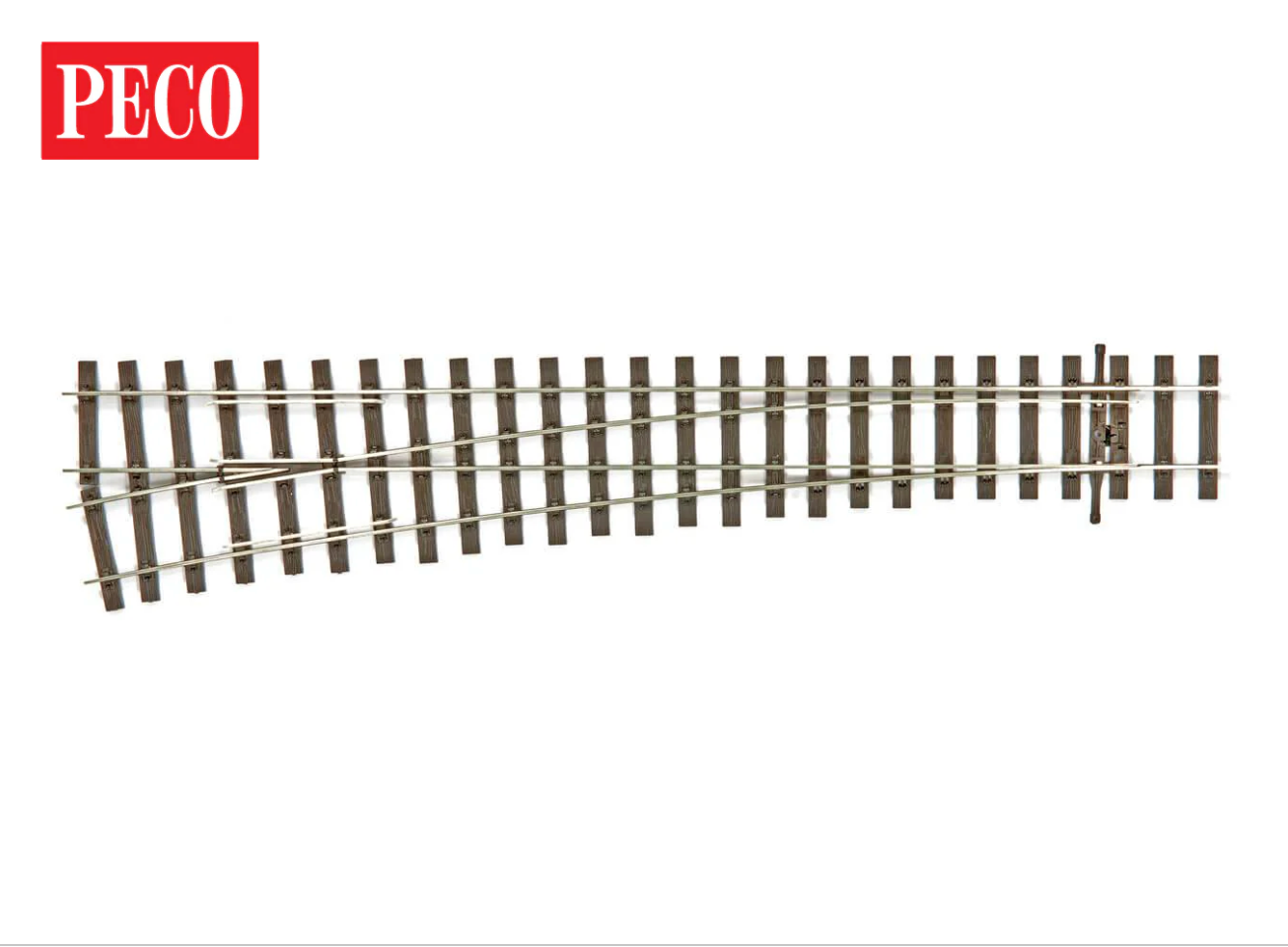 PECO SL-U1189 HO/OO Code 75 Large Radius Bullhead Left Hand Turnout with Unifrog