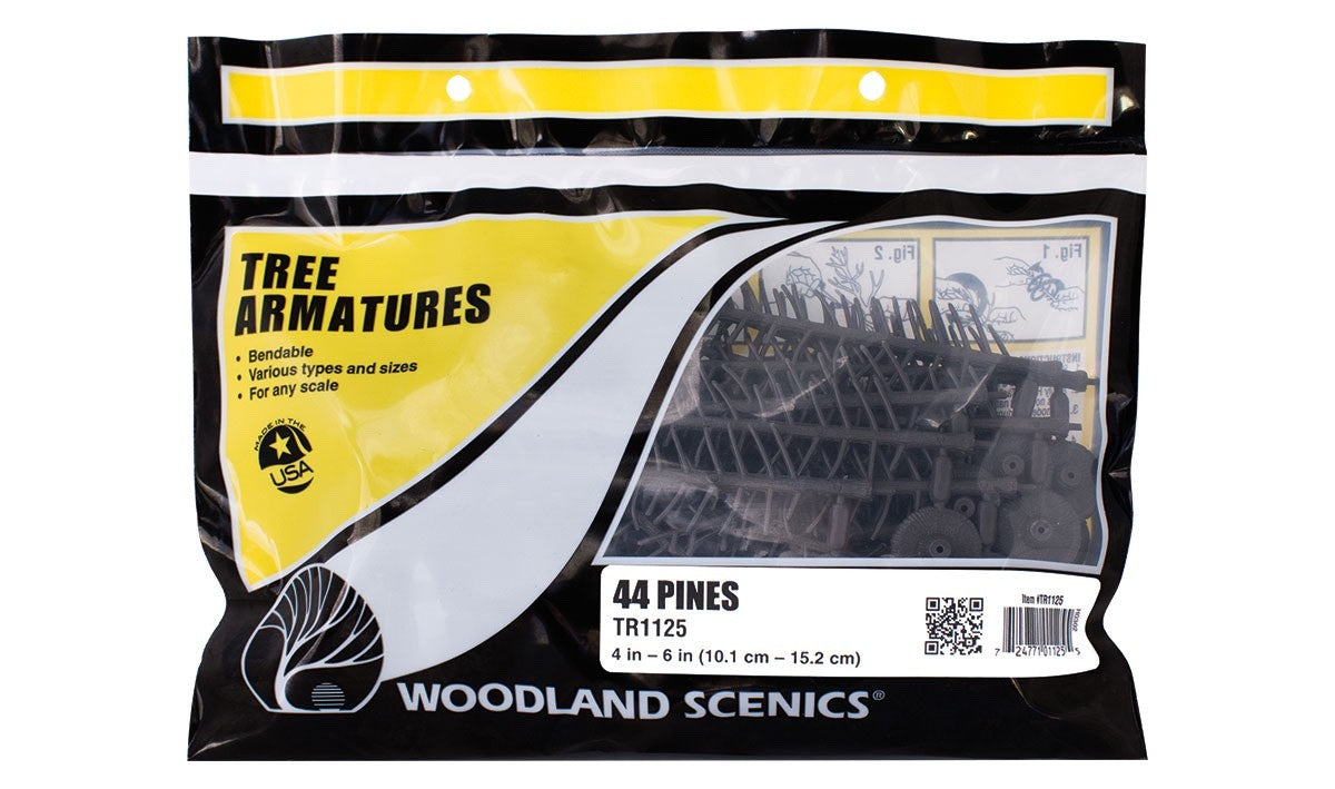 Woodland Scenics 1125 Tree Armatures 4" - 6" in Height Pine 44pcs - New