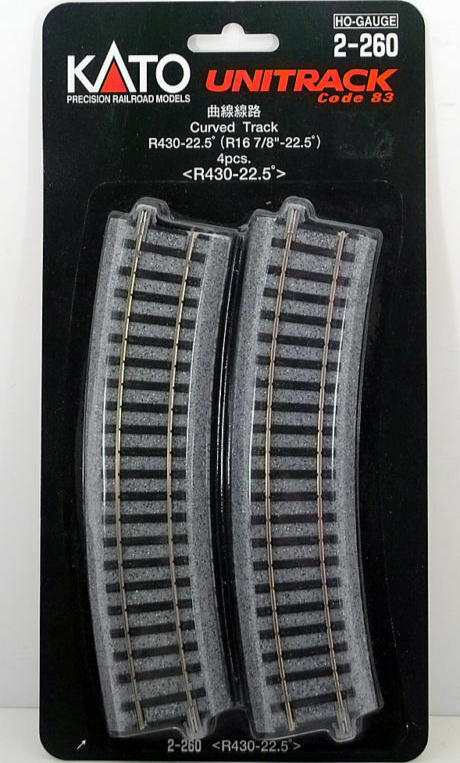 Kato 2-260 HO Scale Unitrack 22.5" Radius Curved Track R430 16-7/8" - 4pcs
