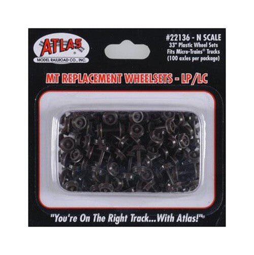 Atlas 22136 N Scale 33" Low Profile Micro Trains Wheelsets - 100pcs - Oakville Model Trains Depot